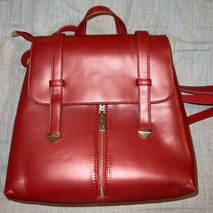 Red leather backpack